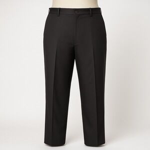 Paul Fredrick Men's 44 Black Classic Dress Pants Classic Fit Polyester Work NEW